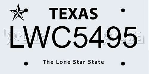 LWC5495 Texas License Plate