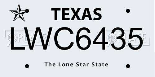 LWC6435 Texas License Plate