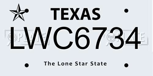 LWC6734 Texas License Plate