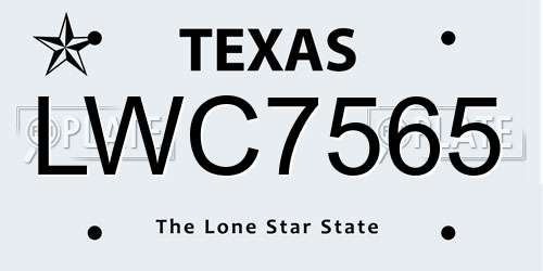 LWC7565 Texas License Plate