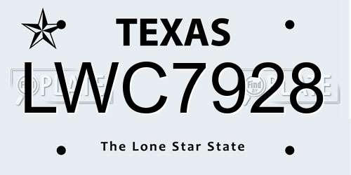 LWC7928 Texas License Plate