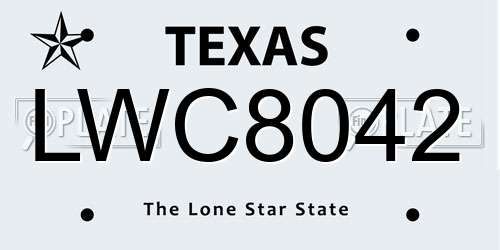 LWC8042 Texas License Plate