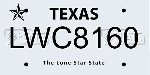 LWC8160 Texas License Plate