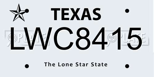 LWC8415 Texas License Plate