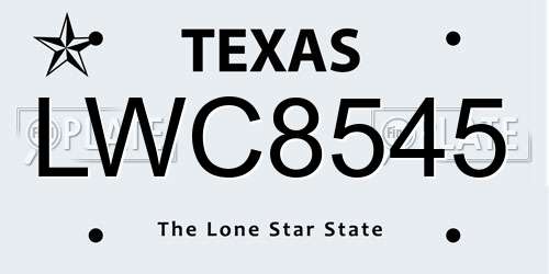 LWC8545 Texas License Plate