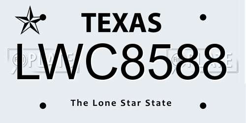 LWC8588 Texas License Plate