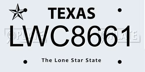 LWC8661 Texas License Plate