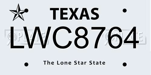 LWC8764 Texas License Plate