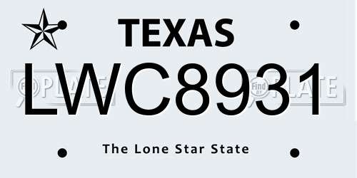 LWC8931 Texas License Plate