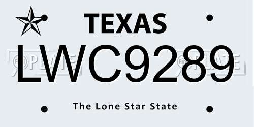 LWC9289 Texas License Plate