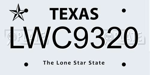 LWC9320 Texas License Plate