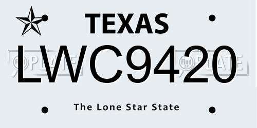 LWC9420 Texas License Plate