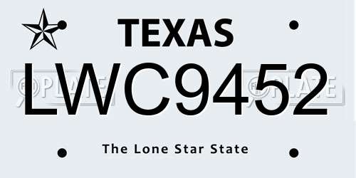 LWC9452 Texas License Plate