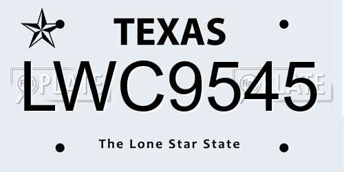 LWC9545 Texas License Plate