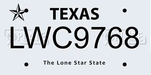 LWC9768 Texas License Plate