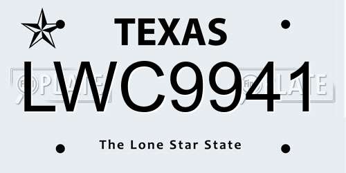 LWC9941 Texas License Plate