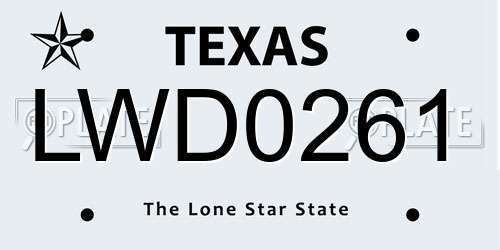 LWD0261 Texas License Plate