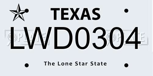 LWD0304 Texas License Plate