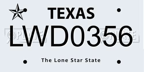 LWD0356 Texas License Plate