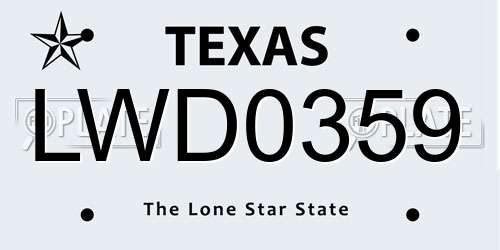 LWD0359 Texas License Plate