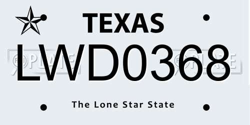 LWD0368 Texas License Plate