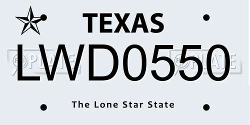 LWD0550 Texas License Plate