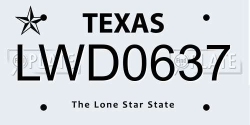 LWD0637 Texas License Plate