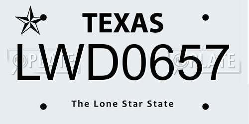 LWD0657 Texas License Plate