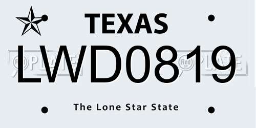 LWD0819 Texas License Plate