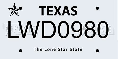 LWD0980 Texas License Plate