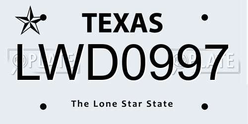 LWD0997 Texas License Plate