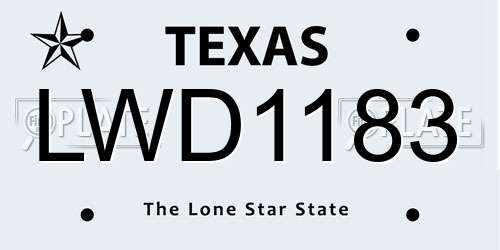 LWD1183 Texas License Plate