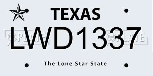 LWD1337 Texas License Plate