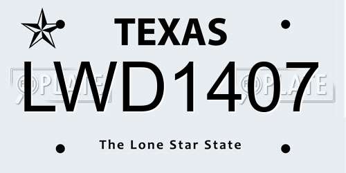 LWD1407 Texas License Plate