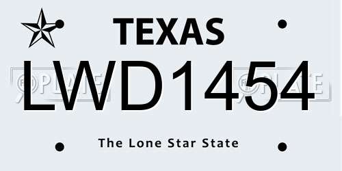 LWD1454 Texas License Plate