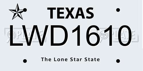 LWD1610 Texas License Plate