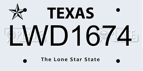 LWD1674 Texas License Plate