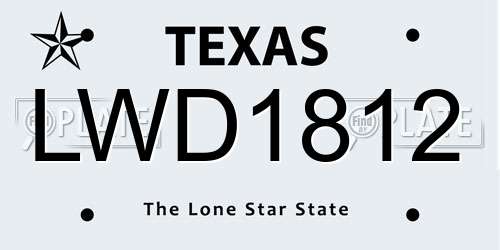 LWD1812 Texas License Plate