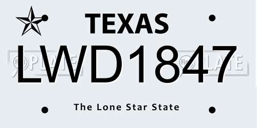 LWD1847 Texas License Plate