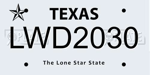 LWD2030 Texas License Plate