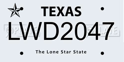 LWD2047 Texas License Plate