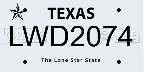 LWD2074 Texas License Plate