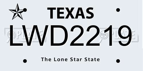 LWD2219 Texas License Plate