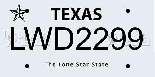 LWD2299 Texas License Plate