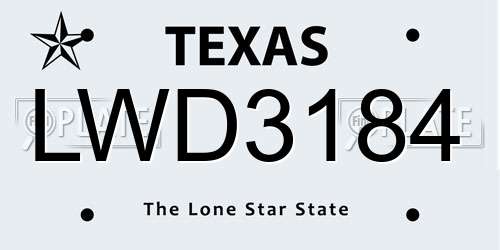 LWD3184 Texas License Plate
