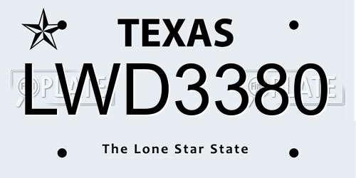 LWD3380 Texas License Plate