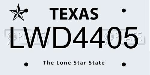 LWD4405 Texas License Plate