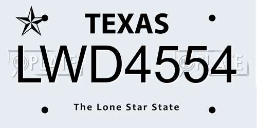 LWD4554 Texas License Plate