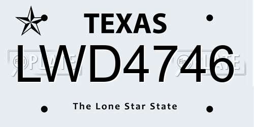 LWD4746 Texas License Plate