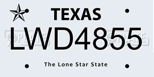 LWD4855 Texas License Plate